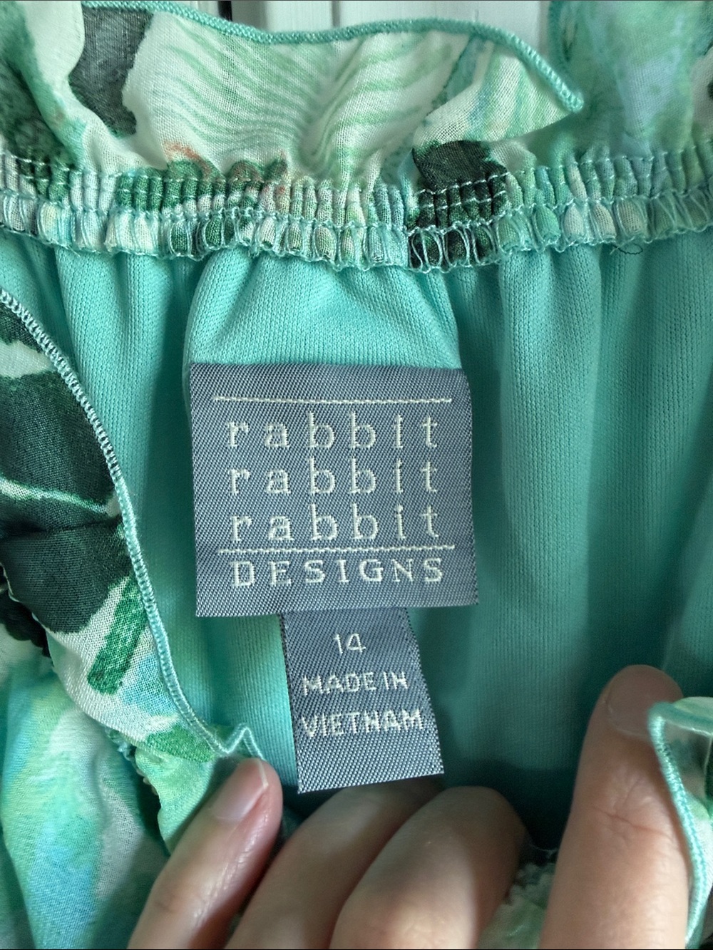 Rabbit Rabbit Rabbit Mint Green Tropical Off-Shoulder Maxi Dress - Picture 2 of 6